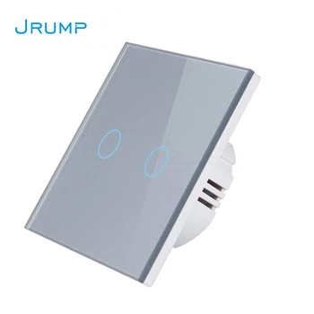JRUMP Estándar de la UE Interruptor pulsador Interruptor Interruptores de Luz Interruptores de Pared AC110-220V 1/2/3Gang1Way de Lujo de Cristal Templado Panel
