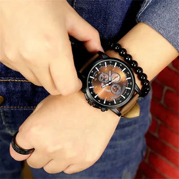 La marca de lujo de Cuarzo reloj de los hombres de la moda de deporte de los hombres reloj de Cuero reloj de relogio Masculino reloj hombre erkek kol saati montre homme
