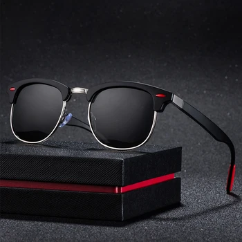 2019 Nueva Moda Semi Montura Polarizado Gafas de sol de las Mujeres de los Hombres de la Marca del Diseñador de la Mitad Marco de Gafas de Sol Clásico de Oculos De Sol UV400