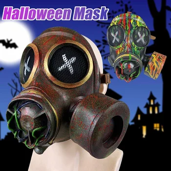 Halloween Steampunk Retro Gas Máscara De Látex Máscara De Halloween Realista De Miedo Traje De Cosplay De Látex Parte De La Máscara De Máscara De Látex Completo