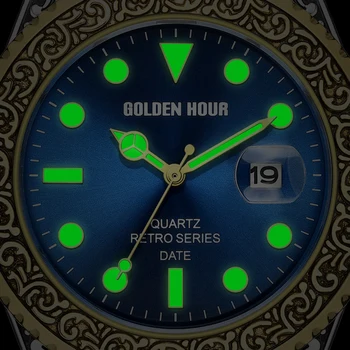 La parte superior de la Marca GOLDENHOUR de Lujo Reloj de los Hombres de Negocios Masculino de los Hombres del Reloj de la prenda Impermeable del Calendario de Acero de la Correa de la Muñeca Relojes Relogio Masculino