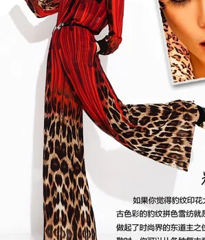 Grano del leopardo de la orientación de gasa de impresión Digital en tela de gasa vestido de paño de la tela