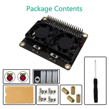 Raspberry Pi 4B Doble Ventiladores de Refrigeración y Automática de la Decoloración LED GPIO de la tarjeta de Expansión para Raspberry Pi 4B / 3B+ / 3B /
