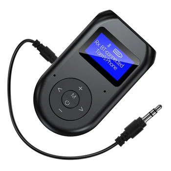 Bluetooth 5.0 Receptor Inalámbrico RX y TX 2-en-1 BT Transmisor Receptor Inalámbrico Adaptador de Audio con Micrófono Pantalla LCD