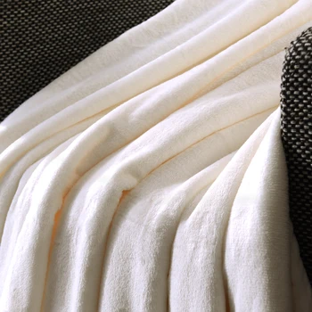 Textiles para el hogar de Franela Manta de Invierno Super Suave y Cálida Mantas Tiro en el Sofá/Cama/los Viajes de Avión Patchwork Sólido Cubrecama Blanco
