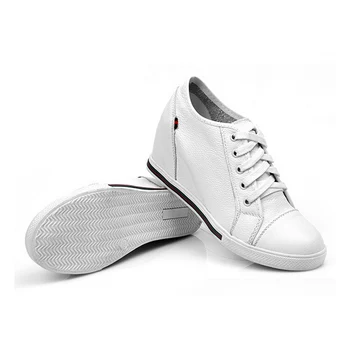 Casual Zapatos de las Mujeres de Cuero Genuino de Aumento de Altura de la Plataforma de Pisos de Cuña de Oxford Cuñas Zapatos Mujer Blanco Negro 5c116