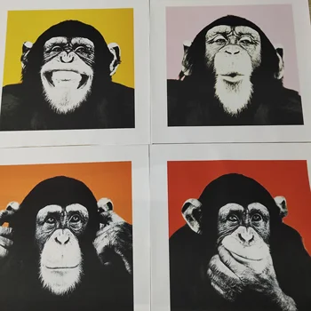 Seis Monos, Gorilas pintura al óleo sobre lienzo de Andy Warhol Diseños de arte de Pared de fotos para la Sala de estar de Casa Moderna decoración SIN MARCO
