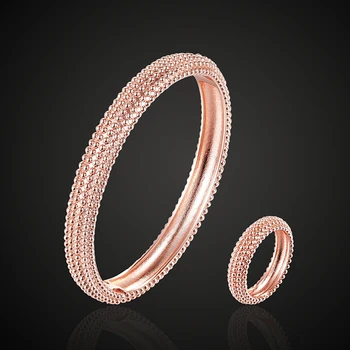 Lanruisha sistema de la joyería luxry marca vankliif completo matel bola de cobre brazalete con anillo de hombre y mujer el uso de la pulsera de la joyería de la moda