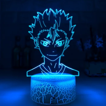 3d Lámpara de Anime Haikyuu Nishinoya Yuu Figura para Niños Niño Dormitorio Decoración de la lámpara de noche Rgb Colorido Escritorio Led Luz de la Noche del Manga de Regalos