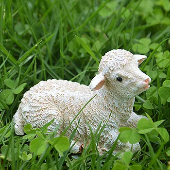 Resina mini animal artificial modelo de oveja adornos en Miniatura de escritorio de artesanía micro paisaje escultura de BRICOLAJE, decoración del jardín a0088