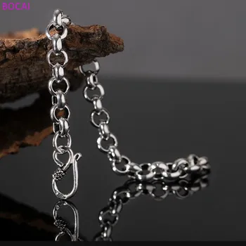 BOCAi S925 plata esterlina pulsera para las mujeres y los hombres de la vendimia de plata Tailandés pulsera de los hombres y de las mujeres hechas a mano pulsera de la perla