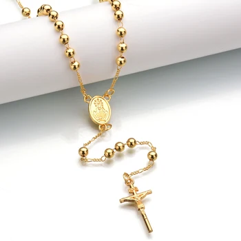 OMGALA Cruz Collar INRI Crucifijo de Jesús Pieza Colgante del Color del Oro de la Aleación de las Mujeres de los Hombres de la Cadena Católica de la Joyería Regalos de Navidad