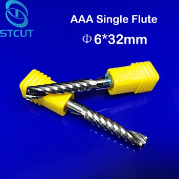 2pc AAA Grado de 6mm SHK 32mm CEL Carburo del CNC Router Bits de una Flauta Espiral Final Molinos Único Flautas de Fresa Espiral de PVC Acrílico