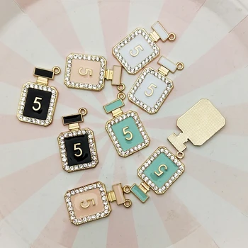 10pcs de diamante de imitación de Perfume en Frasco de Esmalte Encantos Colgantes de Metal Fit DIY Pulsera Aretes Flotante Accesorios de la Joyería de Oro de la Base de