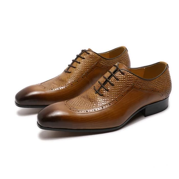 2021 Para Hombre Zapatos De Vestir De Cuero Genuino De Los Hombres Zapatos Formales Punta Del Dedo Del Pie Encaje De Negocios De Oxford Zapatos Negro Marrón Calzado De Lujo