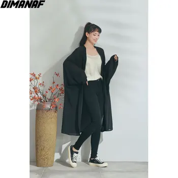 DIMANAF 2021 Plus Tamaño Mujeres Blusa de Verano de Estilo Casual, Camisas Largas Vintage Completo de la Manga de la Chaqueta Negra de Gran Tamaño de las Mujeres Blusa