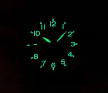 44mm GEERVO dial negro Asiático 6497 17 joyas Mecánicos Mano de Viento de movimiento del reloj de los hombres de color verde luminoso relojes Mecánicos pa274-p8