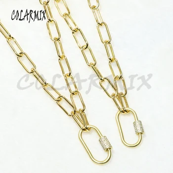 5strands moda oval perno collar de gran eslabón de la cadena collar de mantener el color cúbicos circón aretes de accesorios para mujeres 50254