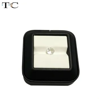 Más reciente Piedras preciosas Diamantes Sostenedor de la Caja de Joyería de Perlas Pendiente del Soporte de Exhibición de la Joyería Titular de Caso Escaparate Negro de la PU de 6*6*3 cm