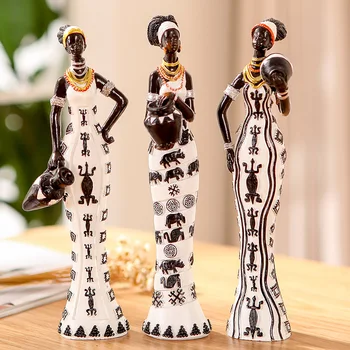3pcs/lot 6*5*20cm mujer africana personas adornos de decoración del hogar accesorios de artesanía Estatua WY52629