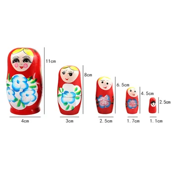 5pcs Chica rusa de Anidación de Madera de Matryoshka Muñeca Conjunto Pintada a Mano de la Decoración de los Niños Regalos de Navidad Muñecos de Bebé de Juguete de Escritorio Decoración
