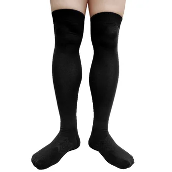 Más de la Rodilla Mens Calcetines Largos de Algodón Transpirable Sexy de Siembra Macho de la Manguera de Traje Formal de Calcetines para hombres-Negro
