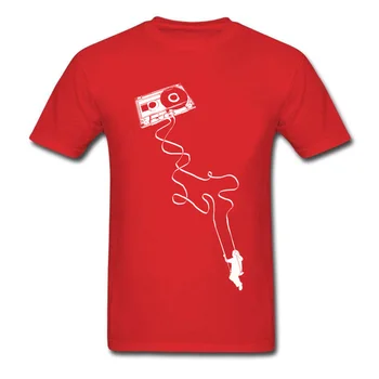 Giro A La Música de T-shirts para Hombres Otoño Camiseta Clásico del Cassette de la Camiseta de la Impresión de la Tela de Algodón de Verano Negro Camisetas De 2018 Ropa Nueva