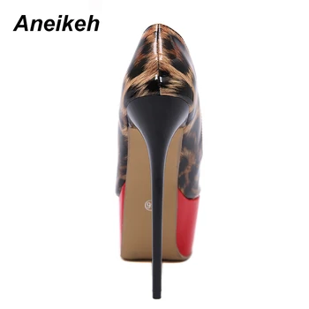 Aneikeh NUEVA 2020 Color de la Flor de Impresión de Leopardo Sexy de Tacón Alto de las Plataformas Básicas de las Bombas de Zapatos de Mujer Fetiche Peep Toe Stripper Discoteca