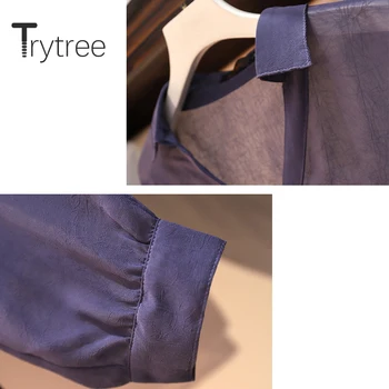Trytree 2020 Verano de las Mujeres de dos piezas conjunto Casual de Turn-down Collar Solo Pecho Superior + Eslinga Vestido de Una línea de Moda pieza de 2