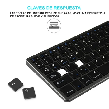 Zienstar español Teclado Bluetooth Inalámbrico para Ipad,MACBOOK,ordenador PORTÁTIL,Ordenador y Tablet Android ,batería Recargable de Litio de la Batería