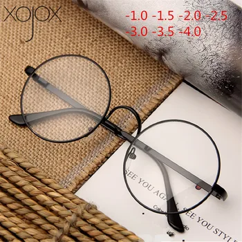 XojoX 0 -1.0-1.5-2.0-2.5-3.0-4.0 La Luz Azul Gafas De Mujeres Hombres Ronda Terminado La Miopía Gafas Unisex Vintage Gafas De Miope