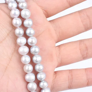 La moda natural 7-8mm Gris de la Forma Redonda de la perla collar de perlas Para las Mujeres de la Muchacha de agua dulce de la perla del collar de la joyería de bricolaje