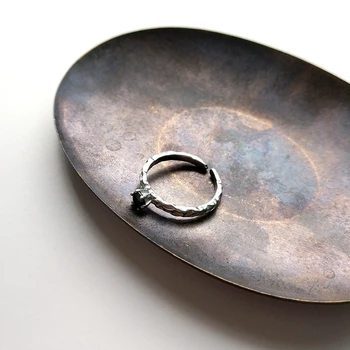 De la plata esterlina 925 ágata negro anillos Irregulares de la moda simple cóncavo-convexa de la impresión del pie abierto anillos para las mujeres 2019 nueva joyería
