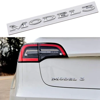 Para el Modelo de '3' Chrome Emblema de la Insignia, de Coches 3D de la Cajuela de Metal Emblema etiqueta Engomada de la Insignia de Calcas para el Tesla Model 3