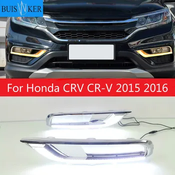 1 Conjunto de ABS 12V LED Para Honda CRV CR-V 2016 DRL Luz de conducción Diurna Luz del día Con el Amarillo de la Lámpara de Señal de Giro