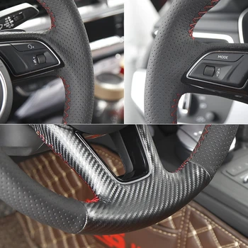 GNUPME Artificial Cuero Negro cosido a Mano de Coche de la Cubierta del Volante de Audi A6L Q5 A4L A3 A8L A1 A5 A7 Q3