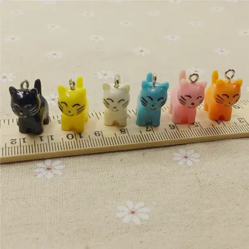 Mina de envío Gratis! conjunto de 50pcs 3D de resina gatos animales Lindos encantos.Los colores mezclados de resina gato colgante clave de la cadena de teléfono, decoración,BRICOLAJE