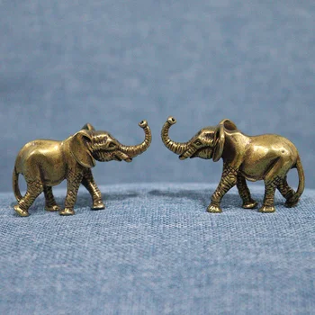 Vintage Elefante De Bronce De Decoración Para El Hogar Adornos Manualidades, Miniaturas Figurillas De Escritorio Decoración De Accesorios Hechos A Mano Mini Animales Estatua