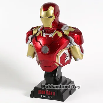 Iron Man 3 MARK 43/MARK 42 1/4 de Escala, de Edición Limitada Coleccionable Busto de la Figura Modelo de Juguete con Luz LED