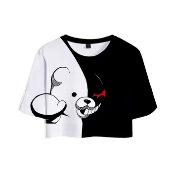 Danganronpa Impreso en 3D de las Mujeres/Niñas Crop Tops de Verano Casual de Manga Corta T-shirt Ropa de Monokuma Anime Kawaii Bear camiseta