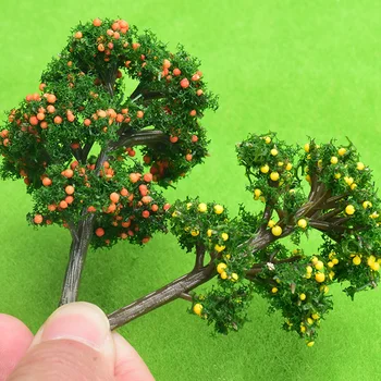10pcs DIY Modelo de Árboles de Fruta de plástico Modelo de la Arquitectura del Paisaje Tren Diseño de Jardín de Paisaje en Miniatura de Juguete