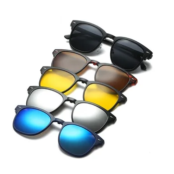 Nuevo 5+1 retro polarizada miopía clip de marca gafas de sol anteojos de marcos con el clip en las gafas de sol hombres mujeres gafas de pinza magnética