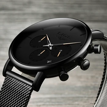 LIGE Tienda Oficial de la Marca Superior de Lujo para Hombre Relojes de Moda 2019 Impermeable Fecha Reloj de Pulsera Casual Reloj de Cuarzo reloj hombre