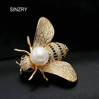 SINZRY nuevo lindo joyería de accesorios de oro de color cúbicos circón de abeja broches pin elegante OL bufanda hebillas