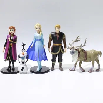 5Pcs/set Frozen2 la Reina de la Nieve Elsa Anna PVC Figuras de Acción Olaf, Kristoff Sven Anime Muñecas Figuritas, Juguetes de Niños Para los Niños Regalos