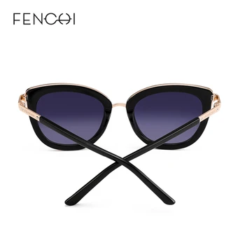 FENCHI de ojo de gato de las mujeres gafas de sol de mujer gafas de sol negro blanco marca del diseñador vintage punk oculos de sol feminino lunetos