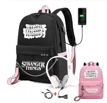 Nuevo Extraño Cosas de la mochila Multifunción de Carga USB de Viaje de Lona Mochila del Estudiante Para Adolescentes Niñas y Niños de la Escuela Bolsa de