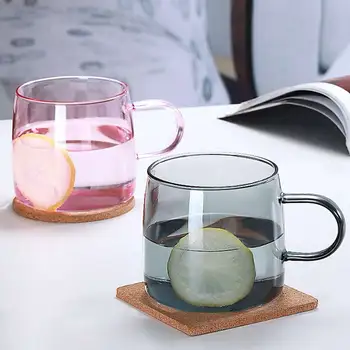 Transparente vaso de Vidrio de colores resistentes al Calor Taza de Café en Casa Cafe con Leche Taza de Jugo de Oficina Vasos para Beber de una Sola capa de la Copa 480ML