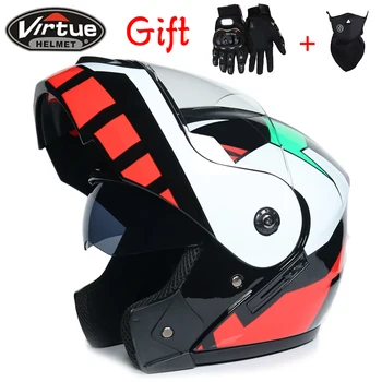 Flip Up Racing casco Modular de Doble lente de la Motocicleta Casco de cara completa de los cascos Seguros Casco capacete casco de moto