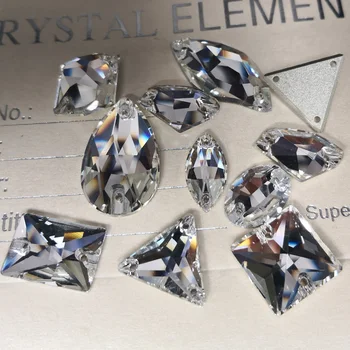 Cristal de Color Claro Cosido diamantes de Imitación de BRICOLAJE, Artesanías las planas de Vidrio Super Piedras Para la Costura de la Costura de la Tela de la Decoración de Prendas